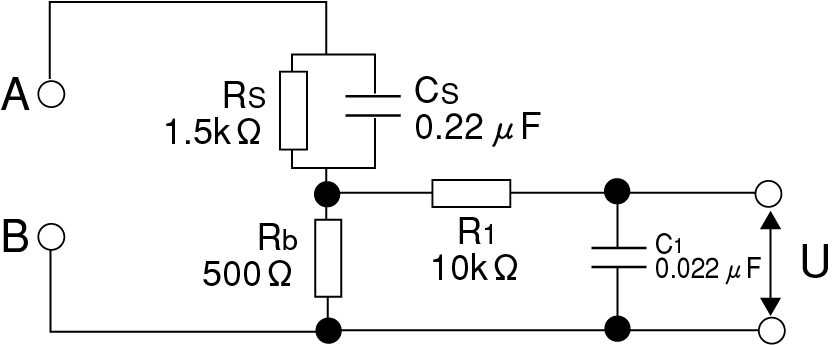 Messstromkreis-Netzwerk (NetzwerkB-U1 IEC 60990 Abb. 4 U2-Messung)