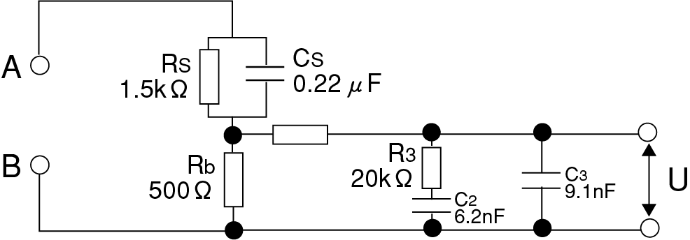 Messstromkreis-Netzwerk (NetzwerkC IEC 60990 Abb. 5 U3-Messung)